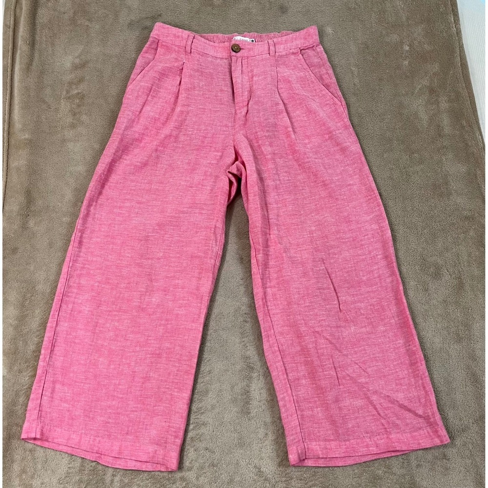 Carve Designs Wide-Leg Culottes Pants Women's Small Pink Cropped Linen EUC